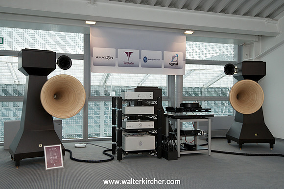 HIGH END 2014: Amazon turntable as only analogue source and ModWright electronics driving Tune Audio Anima horn speakers