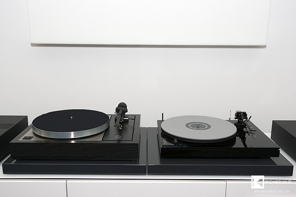 The classic Linn Sondek LP12 turntable and a very british The Funk Firm Little Super Deck record player