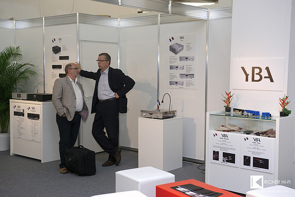 on right Yves Bernard André, the founder of YBA in 1981, speaking with his German distributor