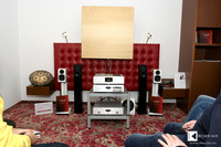 Klangbilder 2014: YBA Heritage electronics driving Totem Acoustic Arro floorstander speakers, Kin Mini and Kin Subwoofer or the Swiss JMC Lutherie Soundboard