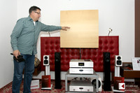 Klangbilder 2014: YBA Heritage electronics driving Totem Acoustic Arro floorstander speakers, Kin Mini and Kin Subwoofer or the Swiss JMC Lutherie Soundboard