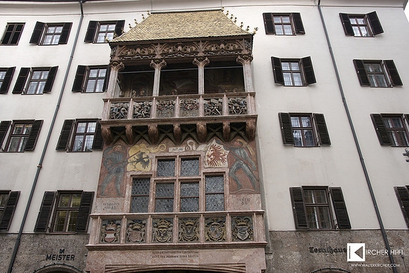 The Goldenes Dachl (Golden Roof) is the landmark in old town of Innsbruck.