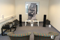 spacey room with Gato Audio speakers and electronics