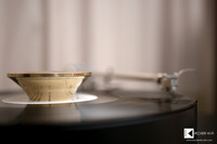 The HighEndNovum PMR LP ONE record clamp & resonator made from bronze was a welcome add-on at the show