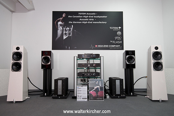 HIGH END 2014 Munich -  big setup: Totem Acoustic Element Metal and Fire speakers with Accustic Arts reference electronics (DRIVE II, TUBE DAC II MK2, TUBE PREAMP II MK2 and MONO II, all cables)