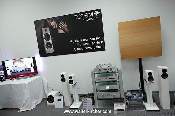 HIGH END 2014 Munich -  small setup: Totem Acoustic Arro and Kin/Kin Sub speakers, JMC Soundboard  with Accustic Arts (PLAYER II, PLAYER ES II, STREAMER ES), Accustic Arts and TM FLASH cables