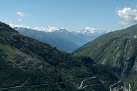 Furka Pass (2429m), a high mountain pass in the Swiss Alps connecting Gletsch, Valais with Realp, Uri