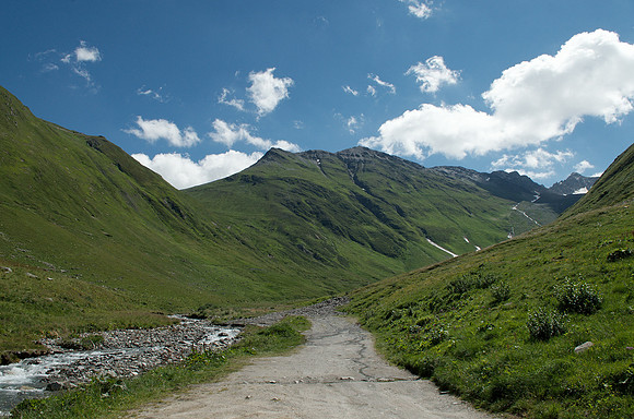 Furka Pass (2429m), a high mountain pass in the Swiss Alps connecting Gletsch, Valais with Realp, Uri