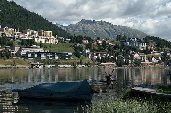 St. Moritz, 1822m -  5 star Kulm Hotel St. Moritz (left) and Carlton Hotel St. Moritz (right)