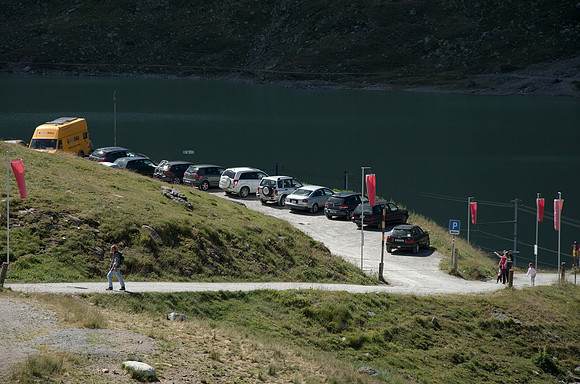 Bernina Pass: Lago Bianco, a reservoir lake at Bernina Pass