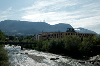Merano, South Tyrol - new Hotel Therme Merano and Etsch river