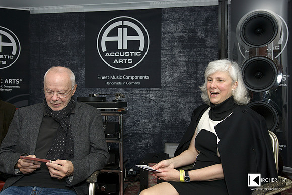 Richard Winter (Gramola) and Pianist Ulrike Fendel. Of course we listened to some tracks of her CD. The sound was engaging and especially the Fazioli grand piano showed as always a wonderful timbre.