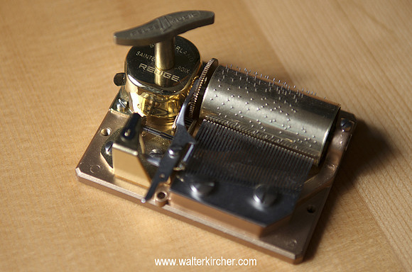 a Music box playing at a piece of JMC Lutherie tone wood!