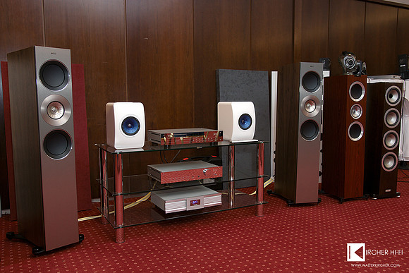 Burmester electronics, IsoTek power conditioner and KEF speakers