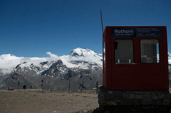 Rothorn 3103m - looking southeast: Monte Rosa Massif with highest peak Dufourspitze 4634m