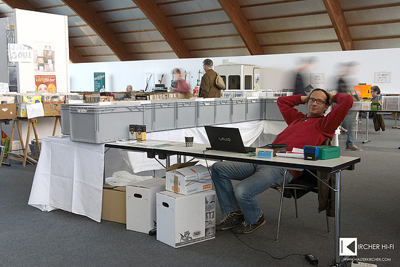 Georg Rupert from Pure Dynamics hifi-shop at his vinyl booth