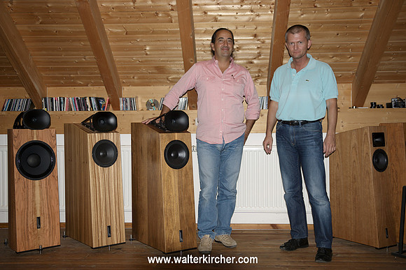Blumenhofer Acoustics showroom: from left to right Andrea Vitali (Blumenhofer Acoustics) and Walter Kircher