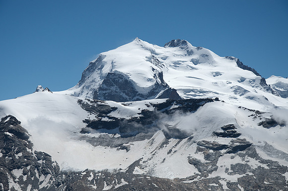 Rothorn 3103m - looking southeast: Monte Rosa Massif with highest peak Dufourspitze 4634m