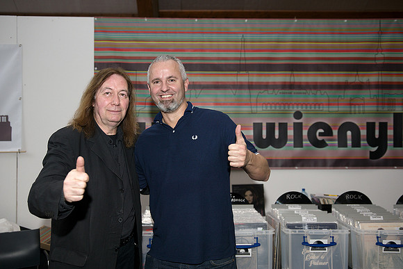 Herbert Novacek and Nikolaus Kuehboeck at his WIENYL booth