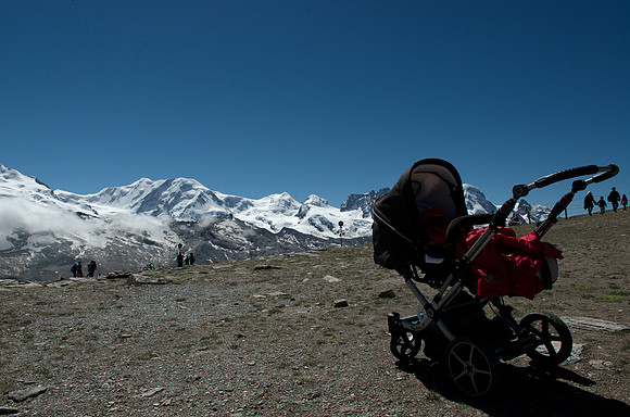 Rothorn 3103m - looking south: Liskamm 4527m, Castor 4223m, Pollux 4092m and Breithorn 4165m (left to right)