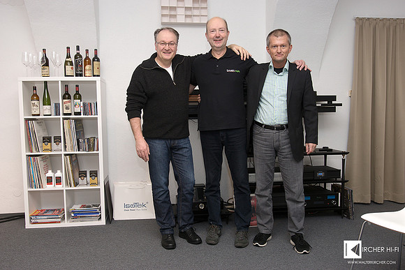 Chris Feickert, Peter Sambs and Walter Kircher in front of turntables