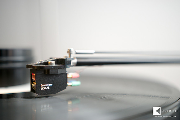 A Dynavector XX-2 cartridge mounted on a Thales Easy tonearm