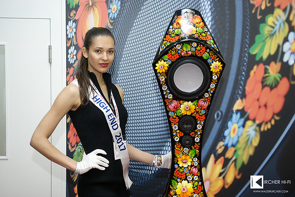 Volya Audio Bouqet loudspeakers with girl