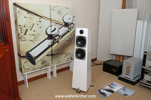Totem Element Metal speakers with GIK Acoustic elements