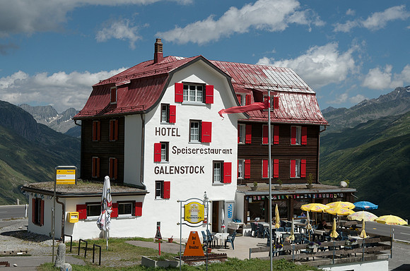Furka Pass street, east side - Hotel Galenstock ca. 2000m, where 007 Goldfinger was filmed!