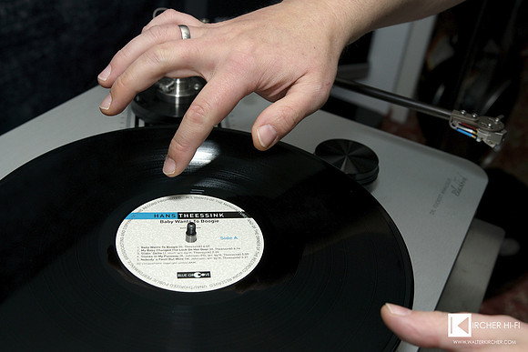 DJ Michael Holzinger working: new released audiophile remastered edition of "Baby wants to Boogie" - analogue record of course!