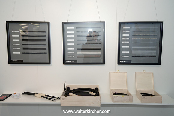 HIGH END 2014: Vovox booth with several samples of the fantastic audio cable portfolio