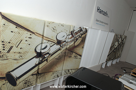 Zalan Schuster (Zalan Schuster Acoustics), co-exhibitor of Hanzel audio room optimized the big room acoustically - GIK Acoustics room tuning elements