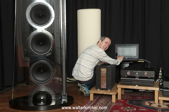 Miro Krajnc - SoulSonic Speakers with whole setup: Accustic Arts reference electronics, SoulSonic Impulse SE flagship speakers, Symposium Acoustics platforms, Vovox cables