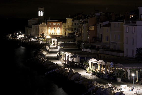 Night in Piran, Slovenia - after a long listening session with many cds and even more analogue records - view from my hotel room again